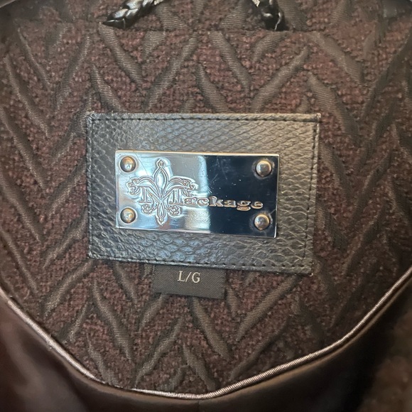 Mackage Coat Cocoa Brown and Black Leather Belt Funnel Collar Size Large - Picture 4 of 11